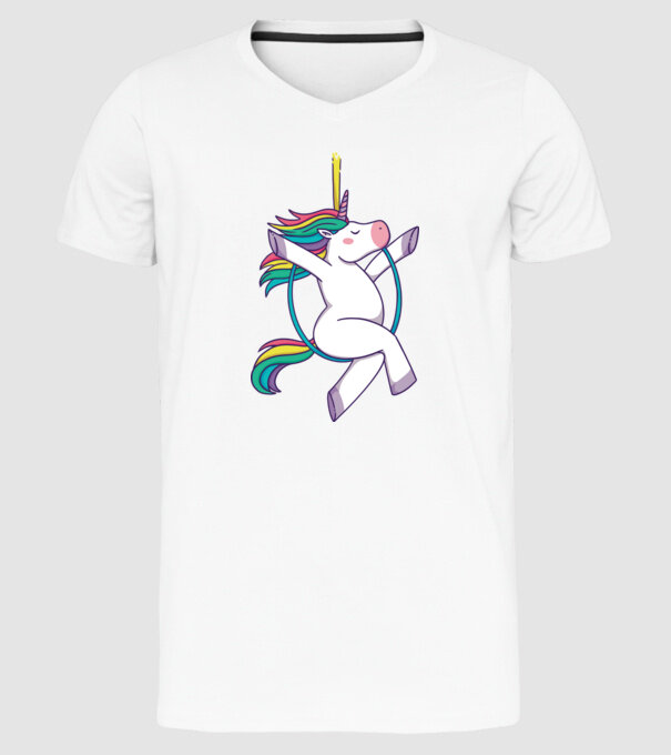 Unicorn pe cerc model alb pe tricou