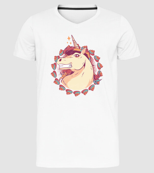 Unicorn Mullet model alb pe tricou