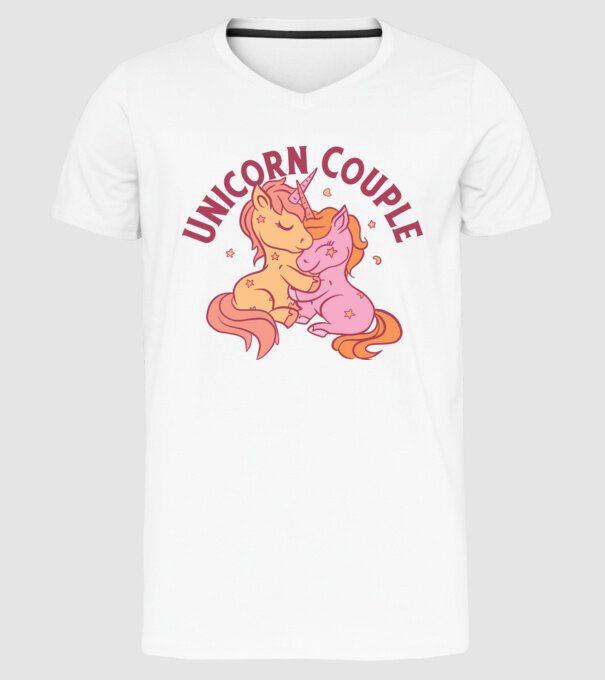 Pereche Unicorn model alb pe tricou