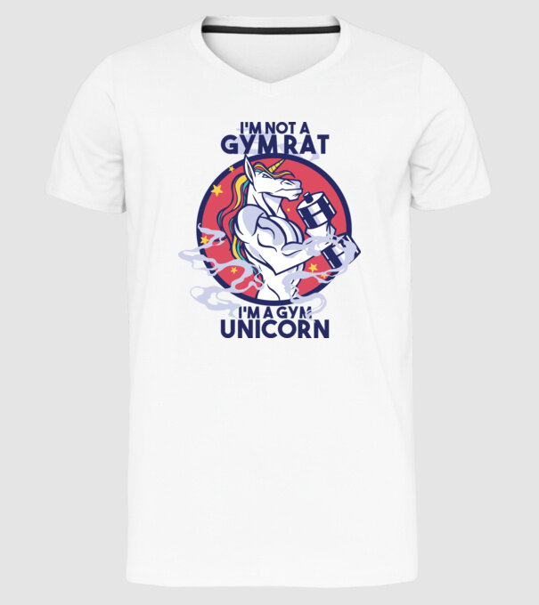 Unicorn antrenament cu haltere model alb pe tricou