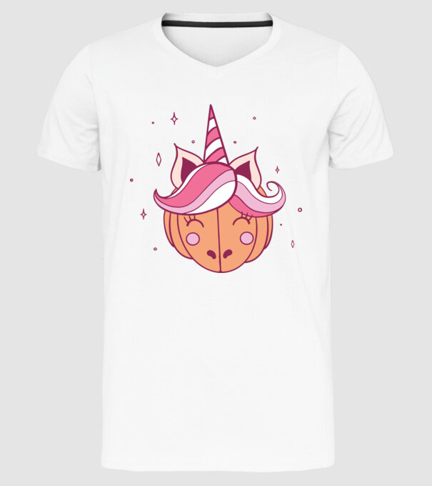 Unicorn Dovleac model alb pe tricou