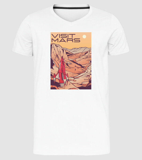 Călătorie pe Marte afiș model alb pe tricou