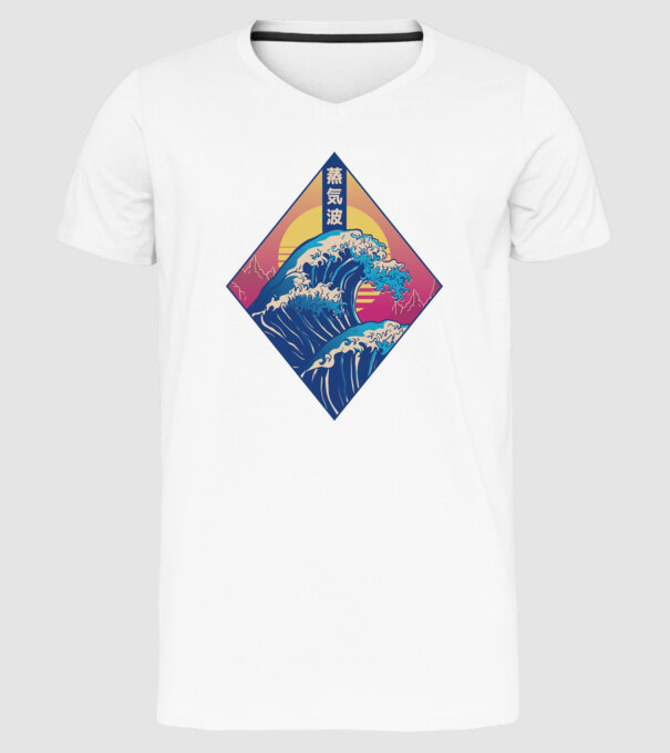 Vaporwave Val model alb pe tricou