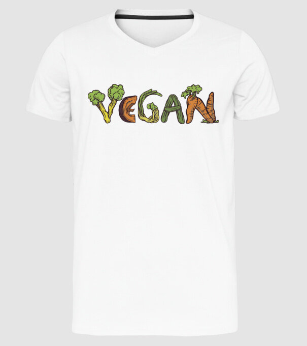 Inscripție legume vegan model alb pe tricou