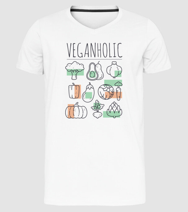 Veganholic model alb pe tricou