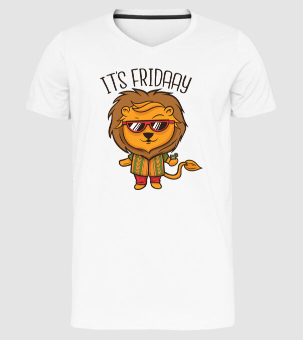 În sfârșit, vineri Leu model alb pe tricou