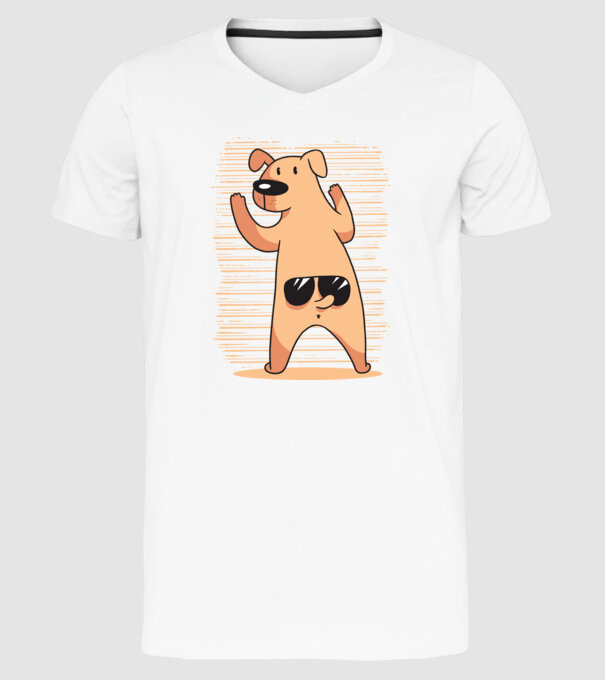Tricou cu Câine amuzant model alb pe tricou