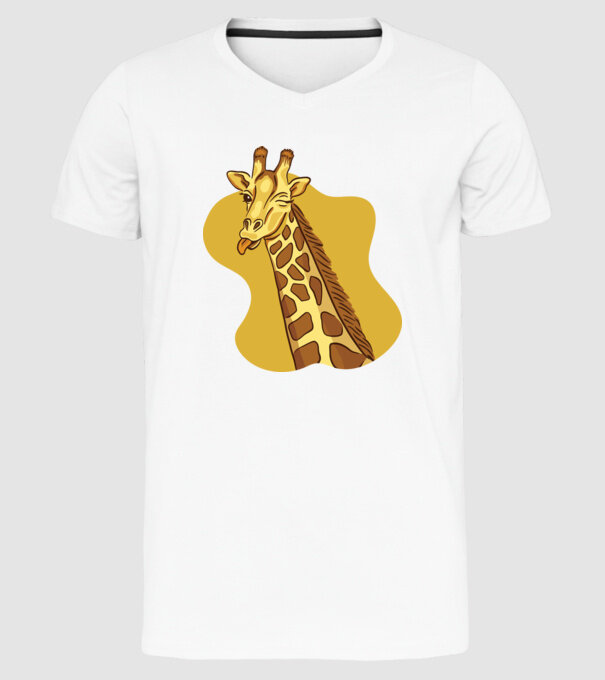 Girafă amuzantă model alb pe tricou