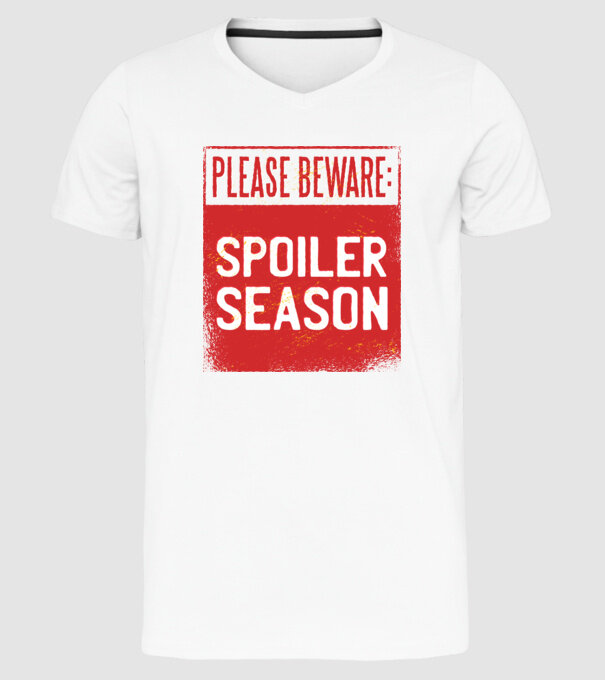 Atenție! Pericol de spoiler model alb pe tricou