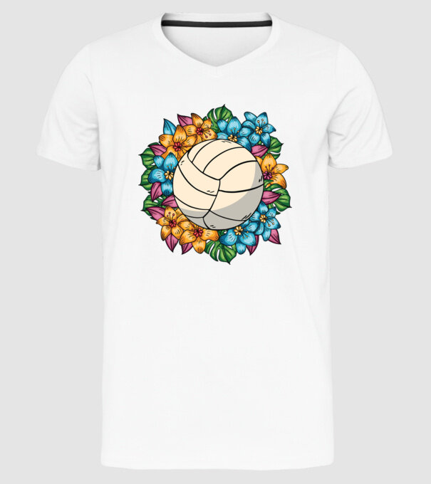 Minge de volei cu flori model alb pe tricou
