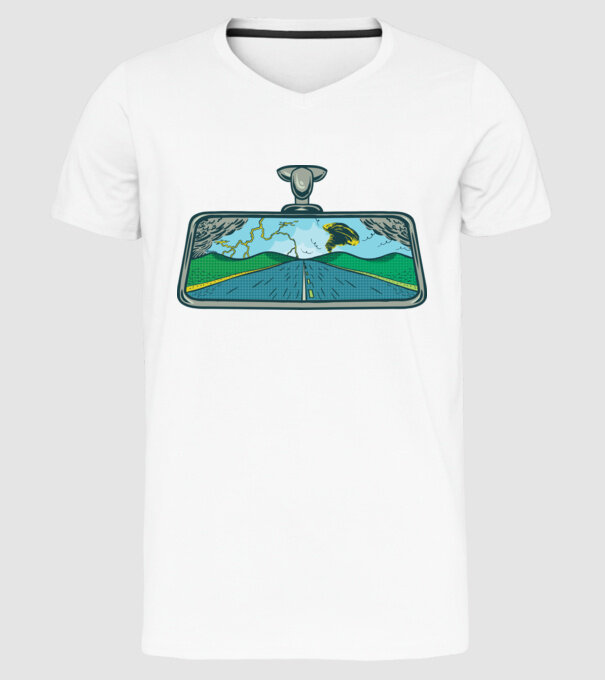 Oglindă retrovizoare model alb pe tricou