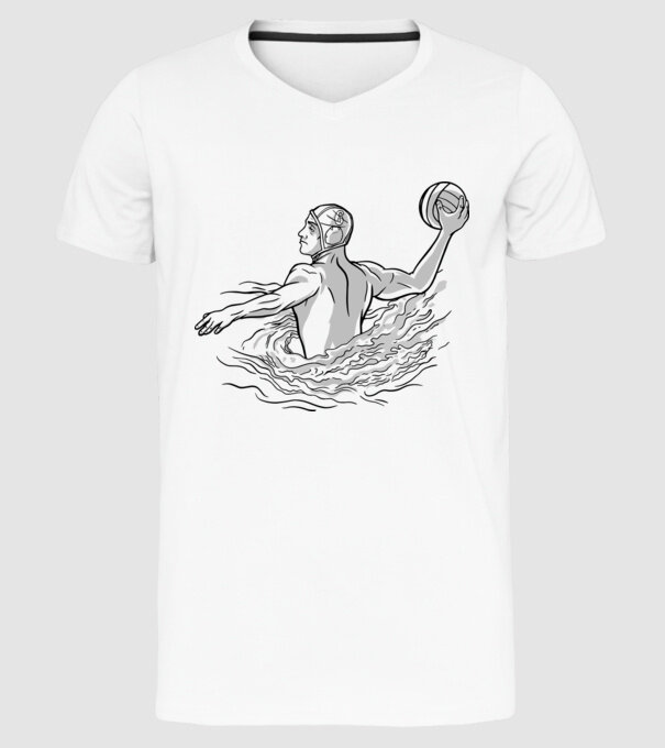 Jucător polo pe apă model alb pe tricou