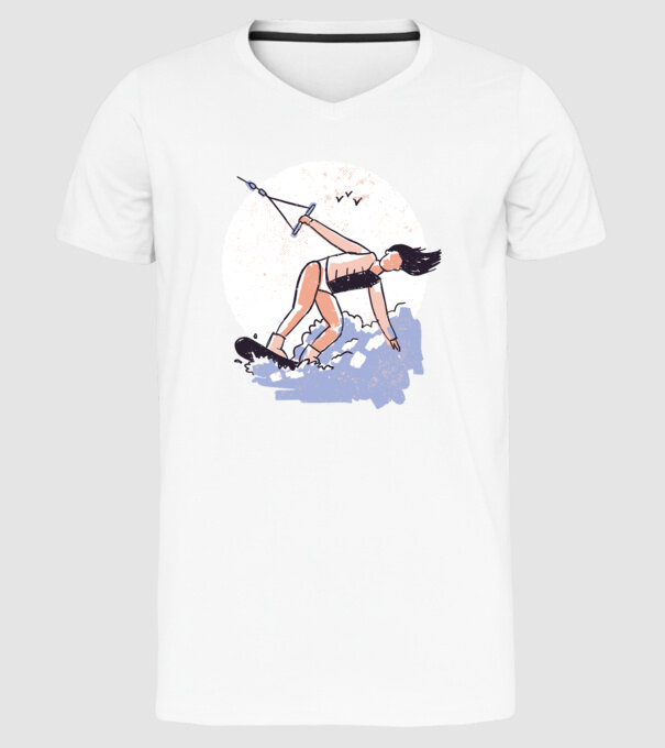 Fată cu Wakeboard model alb pe tricou