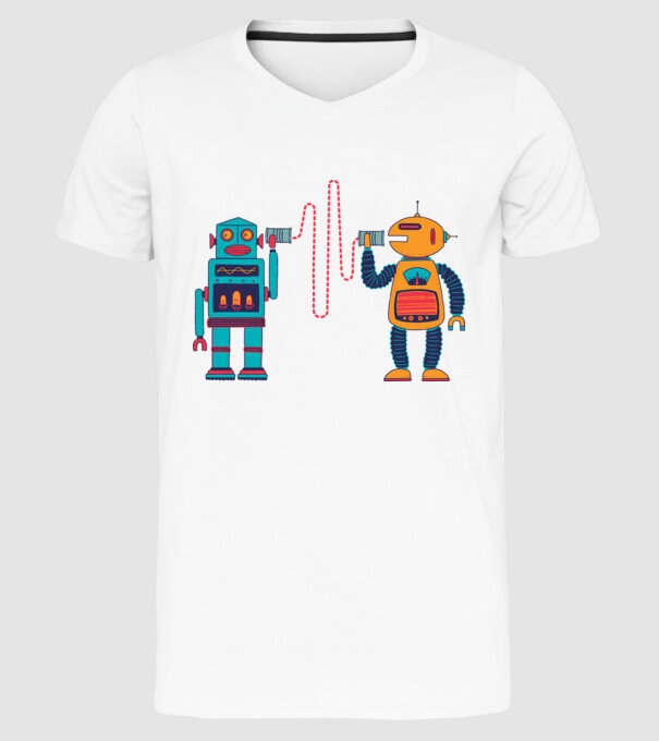 Walkie Talkie Robot model alb pe tricou