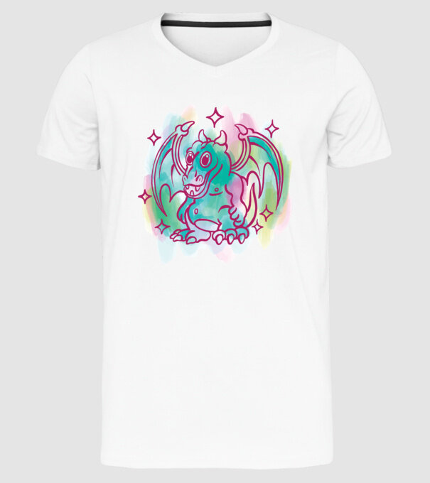 Acuarelă Dragon model alb pe tricou