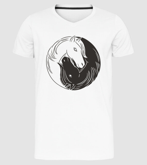 Călăreț Yin Yang model alb pe tricou