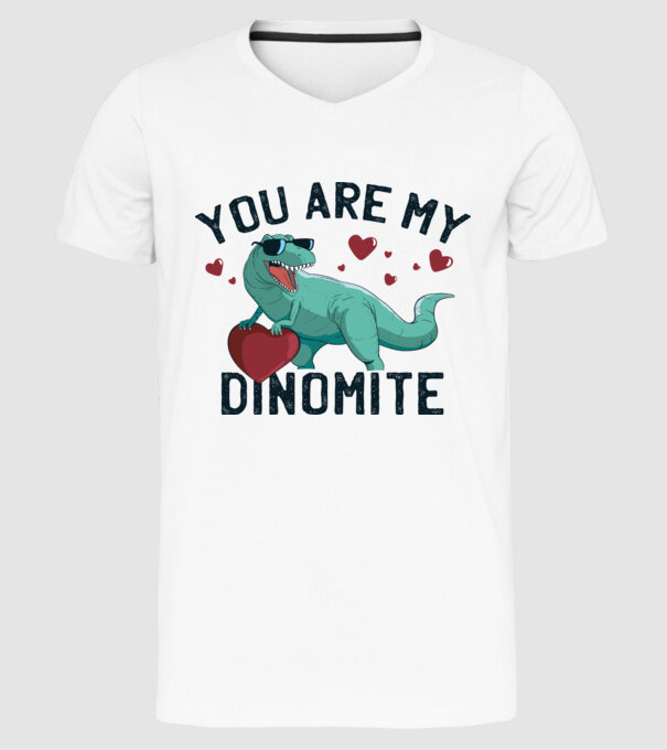 You are my Dinomite tricou cu dinozaur și inimă model alb pe tricou