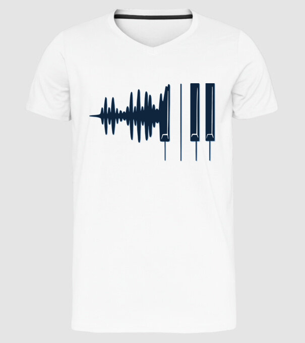 Clape de pian model alb pe tricou