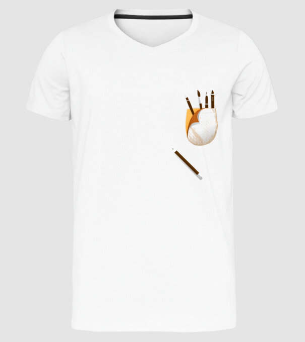 Designer buzunar model alb pe tricou
