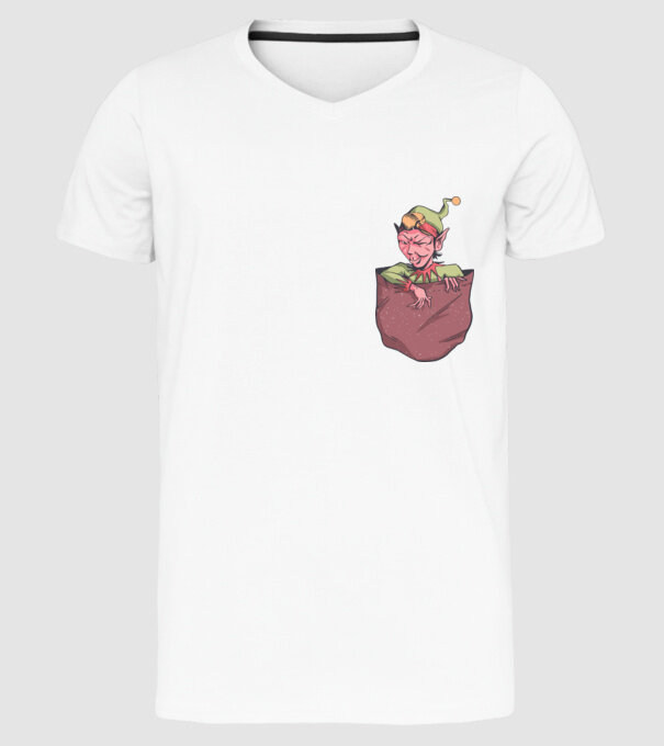 Elf de buzunar model alb pe tricou