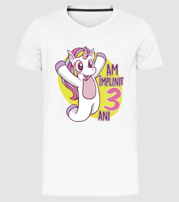 Am împlinit 3 ani model alb pe tricou