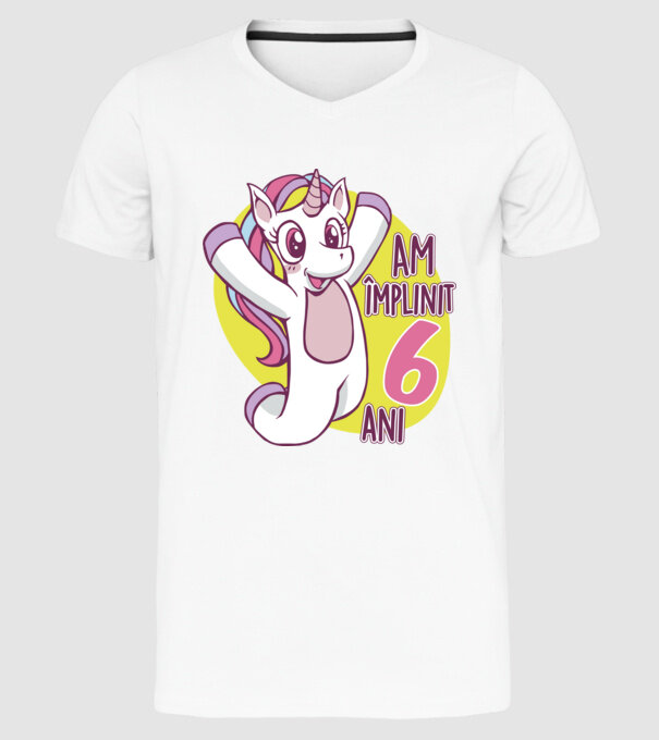Am împlinit 6 ani model alb pe tricou
