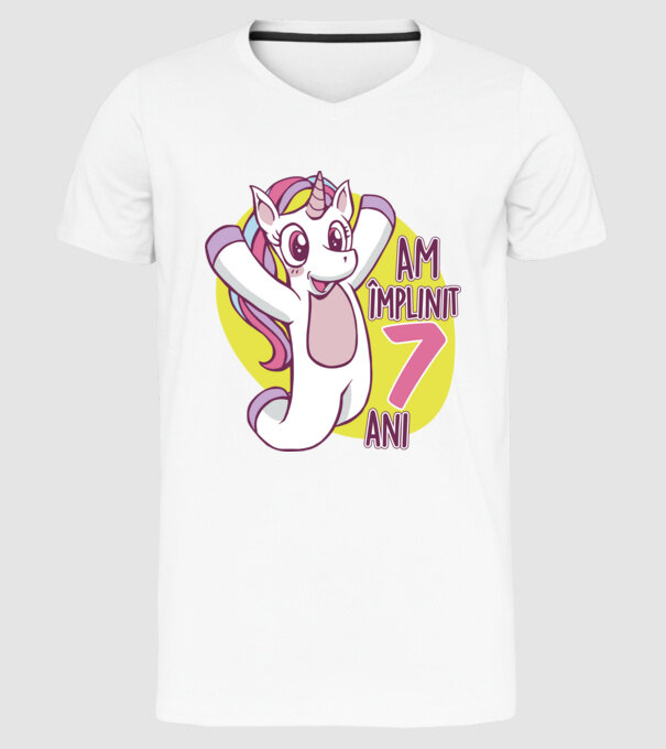 Am împlinit 7 ani model alb pe tricou