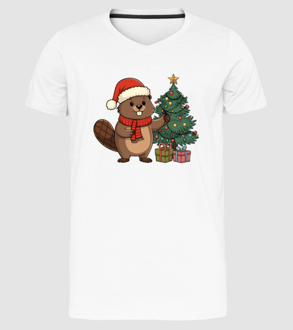 Bober Kurwa Christmas 2 model alb pe tricou