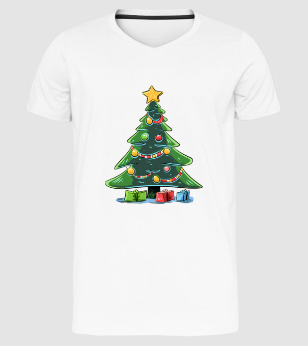 Brad de Crăciun model alb pe tricou