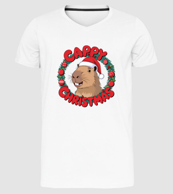 Cappy Christmas 1 model alb pe tricou