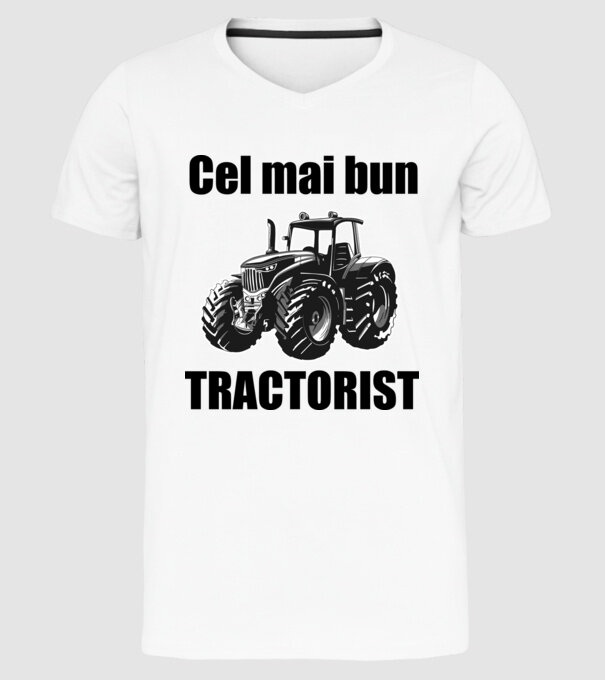 Cel mai bun tractorist model alb pe tricou