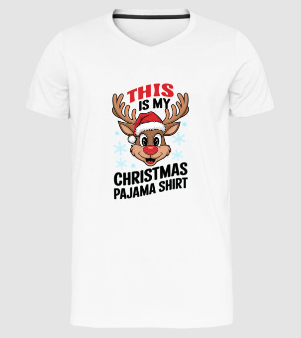 Christmas Pajama Reindeer Alb model alb pe tricou
