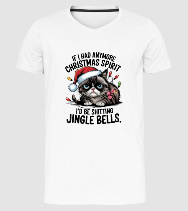 Christmas Spirit Grumpy Cat Alb model alb pe tricou