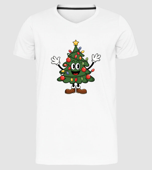 Copac de Crăciun drăguț model alb pe tricou