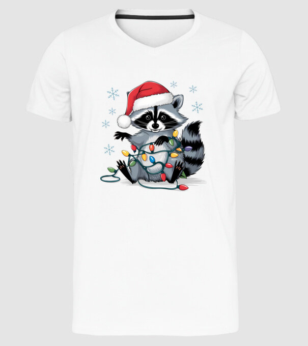 Crăciunul ratonilor Alb model alb pe tricou