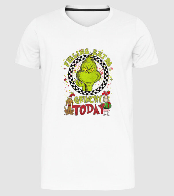 Feeling extra Grinchy today - Grinch model alb pe tricou