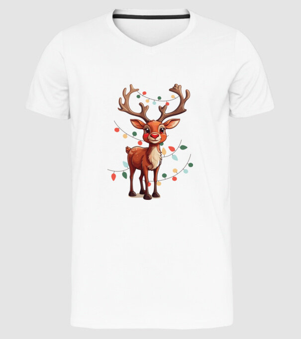 Festive Rudolph model alb pe tricou
