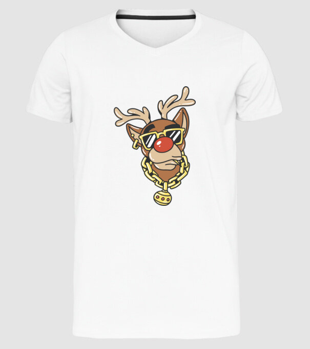Gangster Reindeer model alb pe tricou