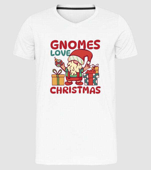Gnomes LOVE Christmas model alb pe tricou