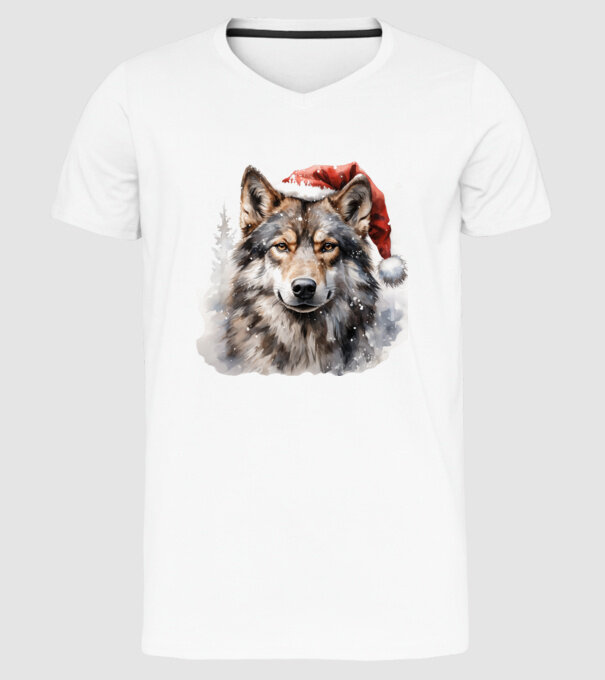 Lupul de Crăciun Alb model alb pe tricou