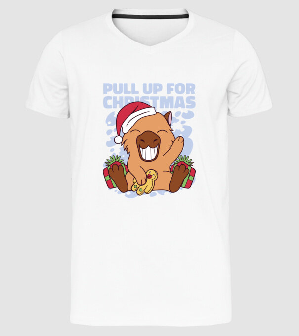Pull up for christmas Capybara model alb pe tricou