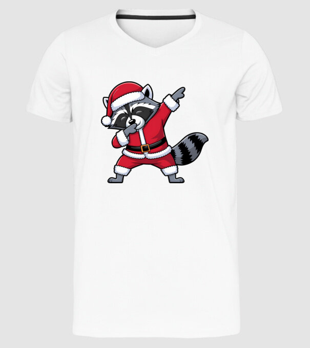 Raton Dab Xmas model alb pe tricou