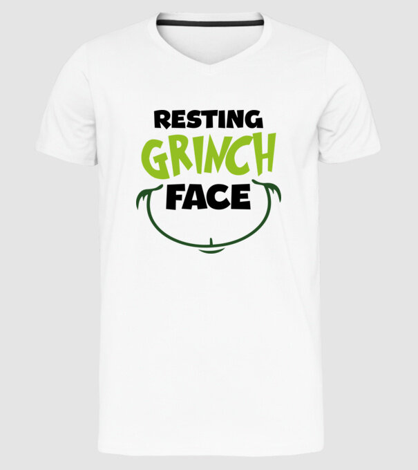 Resting Grinch face model alb pe tricou