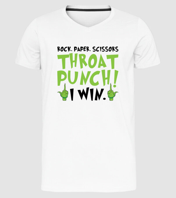 Rock paper scissors - Grinch model alb pe tricou