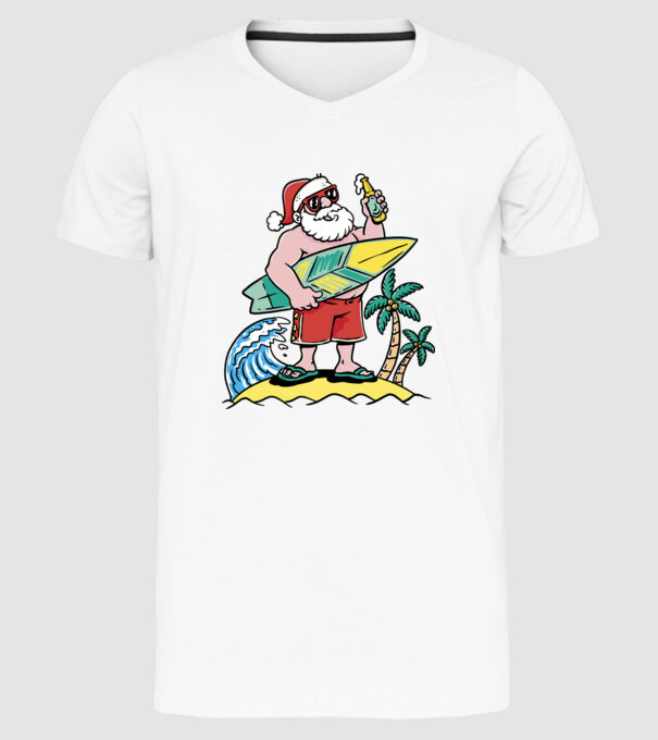 Santa Claus Summer model alb pe tricou