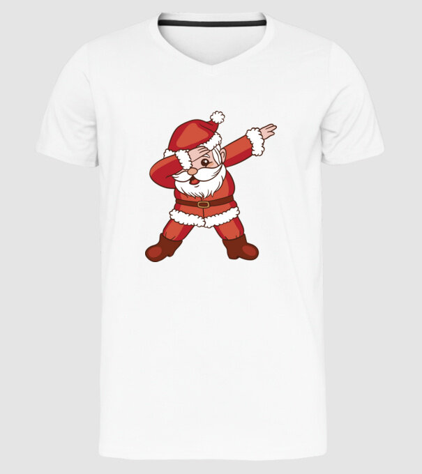 Santa Dab model alb pe tricou
