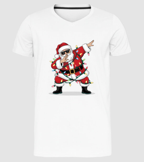 Santa Dab model alb pe tricou