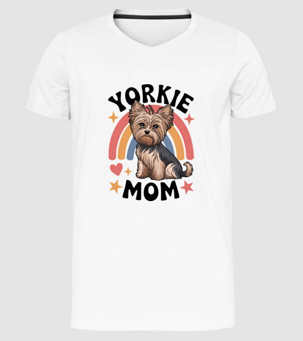 Yorkie Mom Alb model alb pe tricou