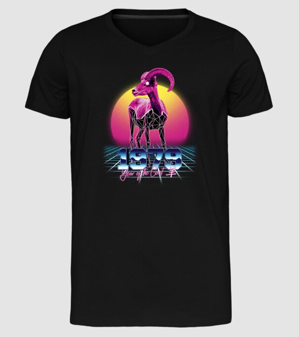 1979 Year of the Goat model negru pe tricou