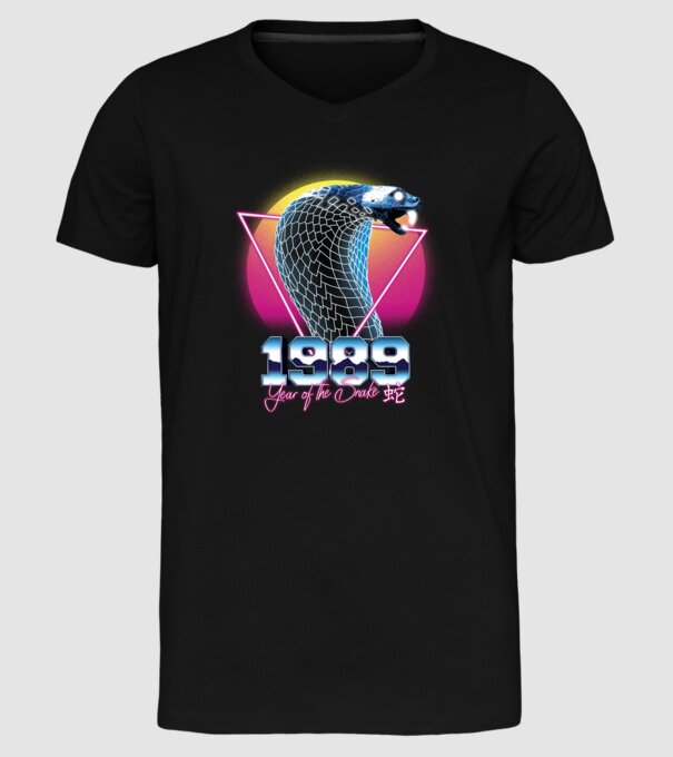 1989 Year of the Snake model negru pe tricou